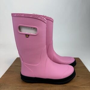 New NIB Big Kids Childrens Bogs Rainboot Plush Pink Waterproof Boots Size 5 Y
